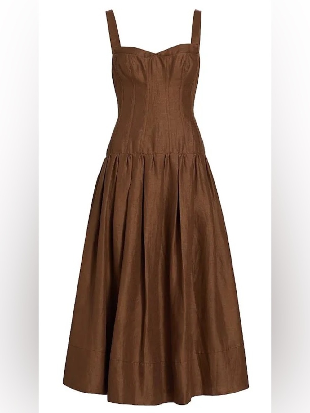 NICHOLAS Mocha Makenna Linen Blend Corsetted Dress - size 8 - NWT